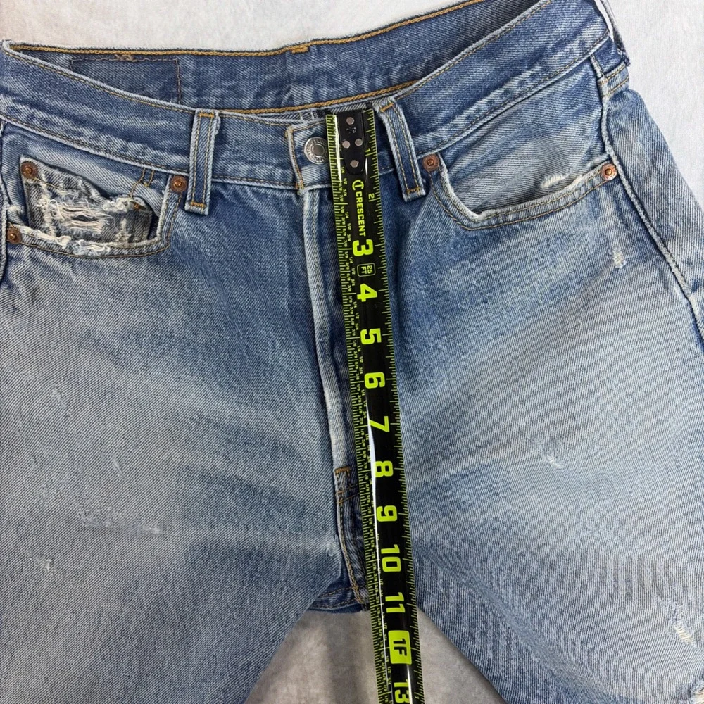 Levi's 501 Jeans Mens 31x30 Distressed Light Wash Grunge Made in Mexico Denim